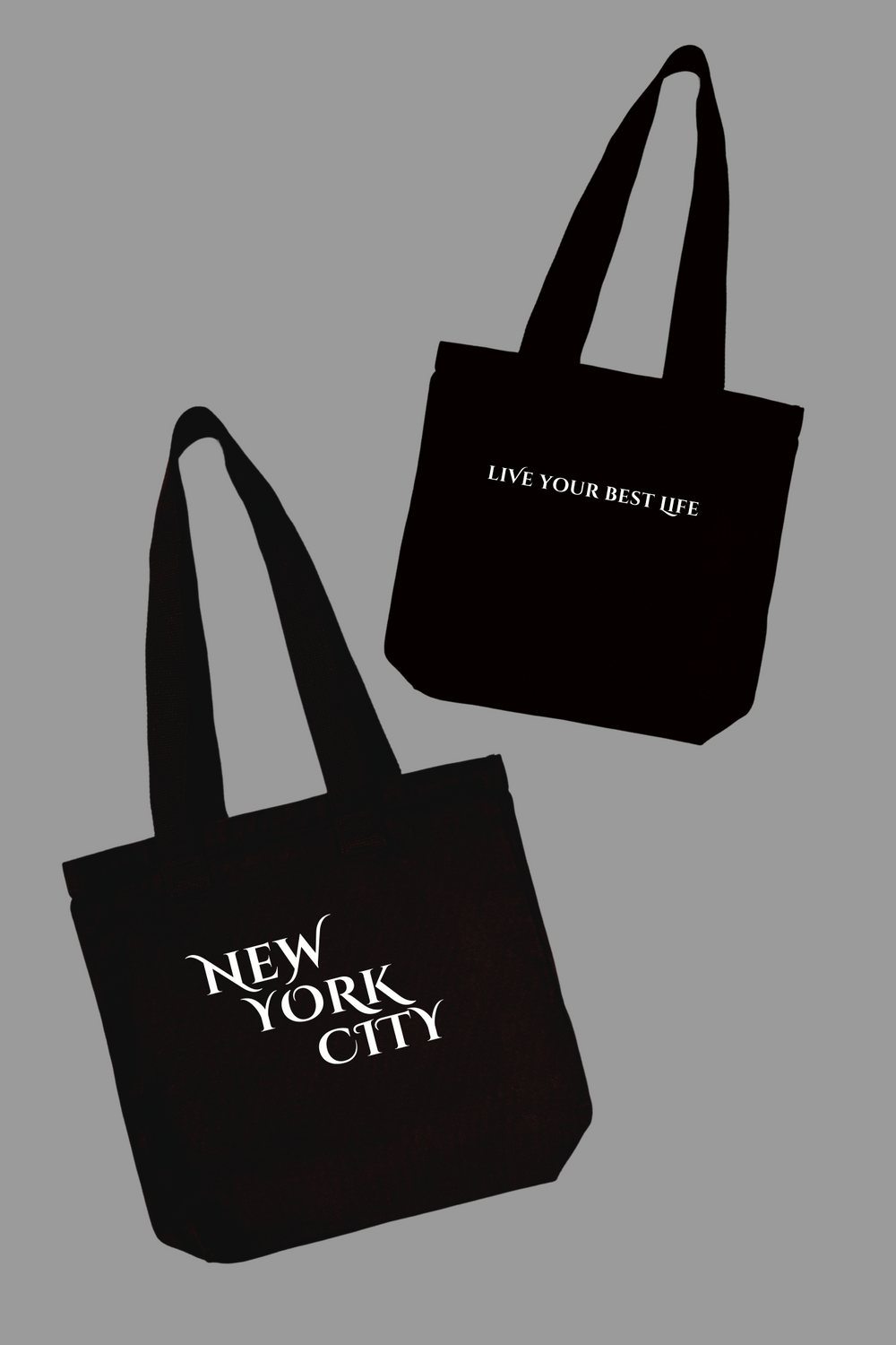 Live Your Best Life 'New York City' Denim Tote Bag (Black)