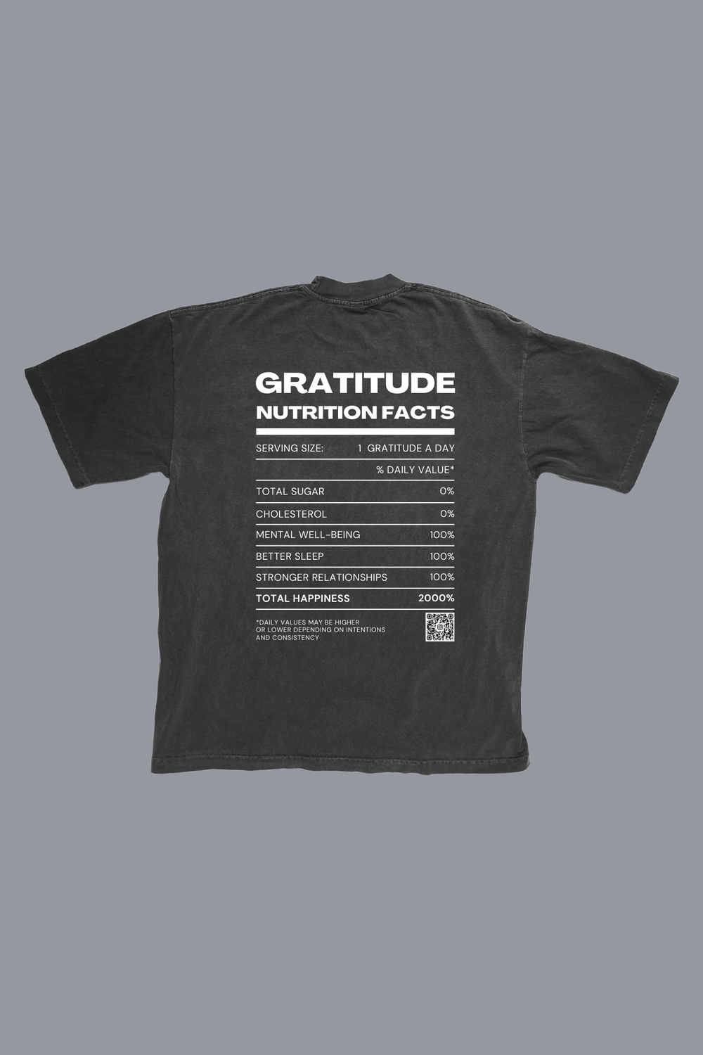 Gratitude Nutrition Facts Tee